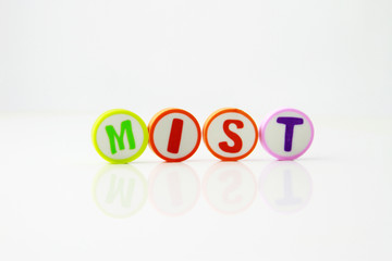 Alphabet printed on the round shape eraser background