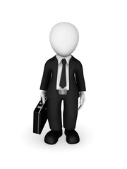 3d businessman with briefcase in hand