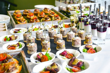 Catering Service Concept: Assorted Snacks Served at a Business Event, Hotel, Birthday or Wedding Celebration.