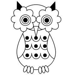 owl geometric black line illustration