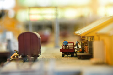 model vintage train station