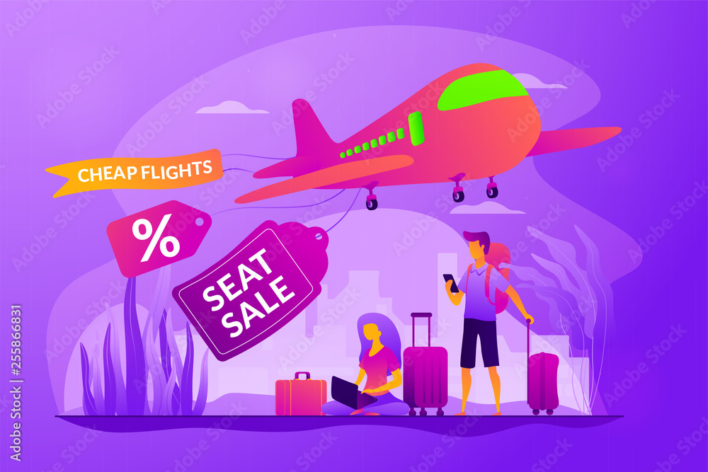 Wall mural Low cost flights vector concept vector illustration.