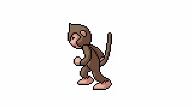 animation pixel art cartoon monkey walk loop
