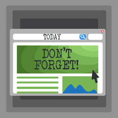 Handwriting text Don T Forget. Conceptual photo used to remind someone about important fact or detail Blank Template of Pastel Colorful Website Layout Design for Homepage Format
