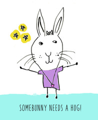 Bunny Illustration. Cute Bunny Drawing