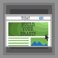 Fototapeta premium Handwriting text Build Your Brand. Conceptual photo creates or improves customers knowledge and opinions of product Blank Template of Pastel Colorful Website Layout Design for Homepage Format