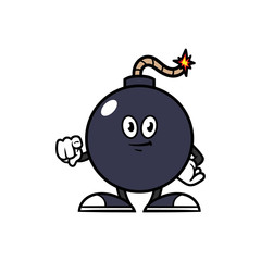 Cartoon Pointing Bomb Character