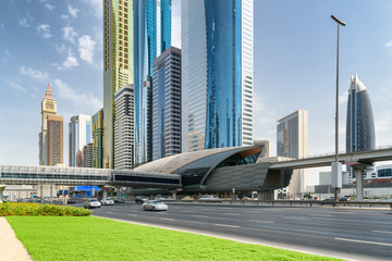 Fototapeta na wymiar Wonderful view of skyscrapers at downtown of Dubai. UAE