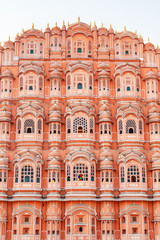 Fototapeta na wymiar Scenic windows of the Hawa Mahal (Palace of Winds), Jaipur