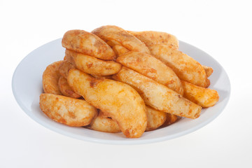 Orange color fried food for breakfast