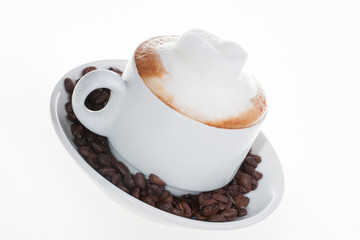 Side view of a white coffee mug