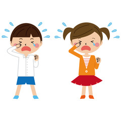ポップな男の子と女の子が泣く
