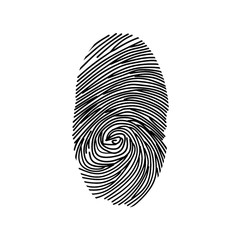 Black color of Fingerprint on white background.