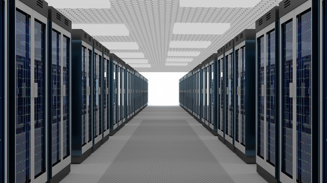 Server room data center. 3D rendering