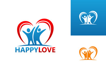 Happy Love Logo Template Design Vector, Emblem, Design Concept, Creative Symbol, Icon
