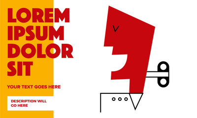 Business man with a wind-up key. Controlling people concept Template with text box.