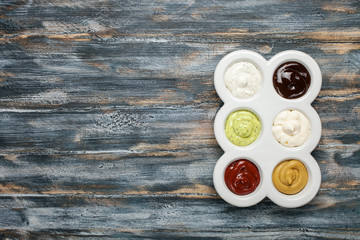 Set of different sauces