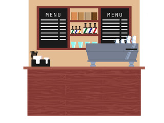 Design of coffee shop, coffee bar. Vector illustration in flat style