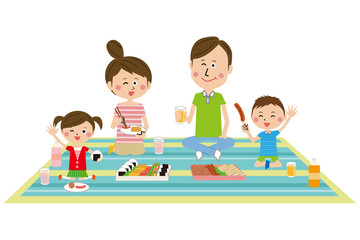 ポップな家族　ピンクニックでランチ