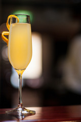 Natural orange juice glass close up