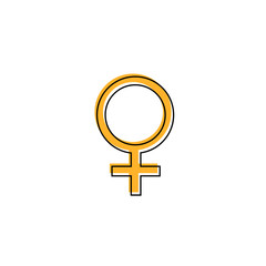 Female sex icon. Orange gender type icon. Venus sign on white background. Vector illustration