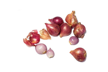 Garlic, red garlic isolated on a white background.