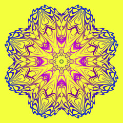 Modern Geometric Ornament. Floral Style. Artdeco. Vector Illustration For Design. Yellow, purple color