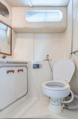 Yacht toilet of Luxury yacht interior comfortable for holiday recreation tourism or travel and...