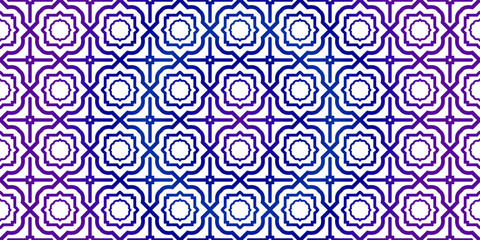 Fototapeta premium Vector Seamless Pattern With Abstract Traditional Geometric Style. Repeating Sample Figure And Line. Paper For Scrapbook. Blue purple gradient