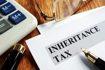 Inheritance tax application form and pen. - obrazy, fototapety, plakaty