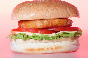Shiny bun with salad and cheese