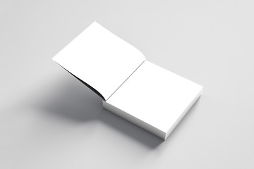 Blank Square  Brochure or Magazine Mock-up on soft gray background. 3D rendering.