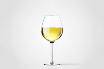 White Wine in a glass isolated on white background. 3D rendering.