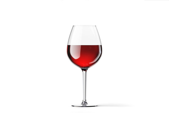 Red Wine in a glass isolated on white background. 3D rendering.