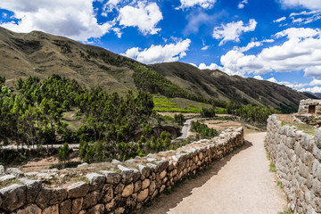 Ancient Inca walls at the foot of the Andes