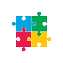 Simple puzzle icon. Vector illustration, flat design.