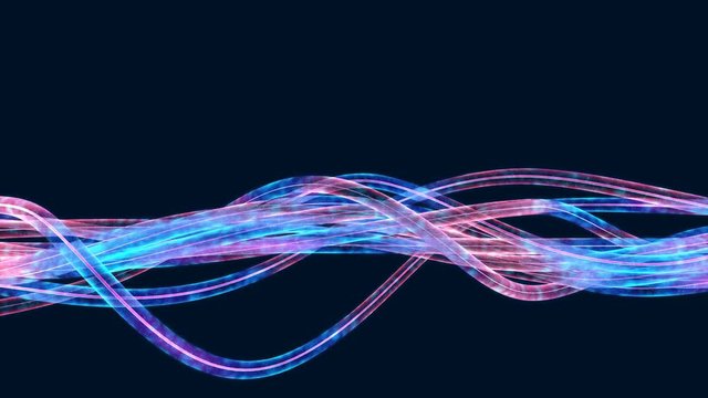 glowing wires moving and twisting in front of camera, looped background