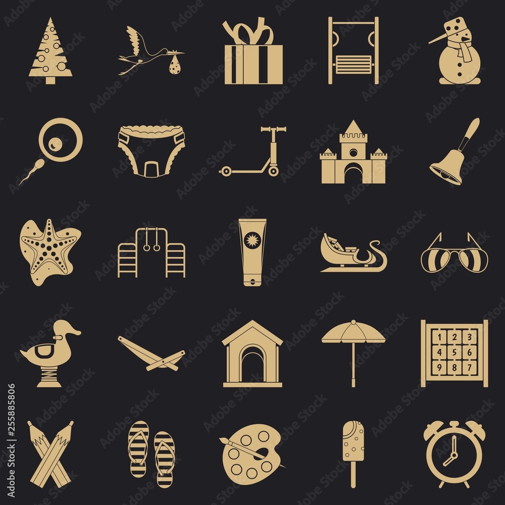 Aufkleber playroom icons set. simple set of 25 playroom vector icons for web for any design