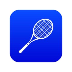 Tennis racket icon blue vector isolated on white background