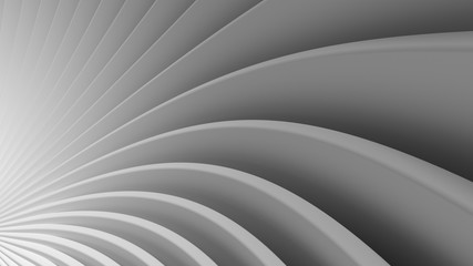 3d render abstract background with bended into spiral geometry. Simple geometry composition.