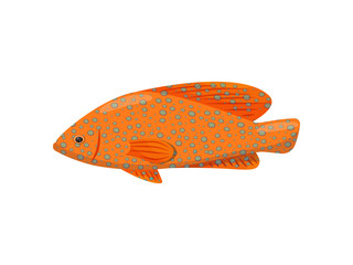 Orange fish on white background. Water life.