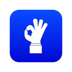 Ok gesture icon digital blue for any design isolated on white vector illustration