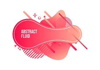 Abstract liquid shape. Fluid design. Isolated gradient waves with geometric lines, dots. Vector illustration