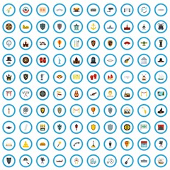 100 historical value icons set in flat style for any design vector illustration