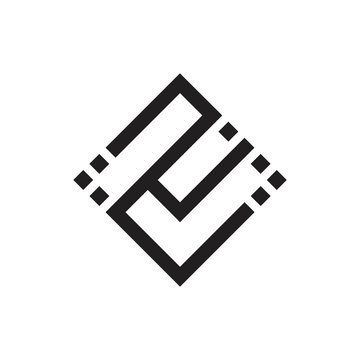 abstract letters nu geometric dots line logo vector
