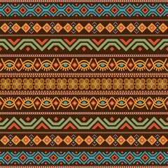 African seamless with adinkra symbols. Antique pattern design. Vector illustration.