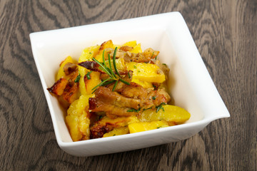 Fried potato with pork
