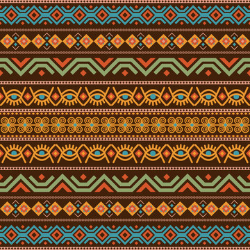 African seamless with adinkra symbols. Antique pattern design. Vector illustration.