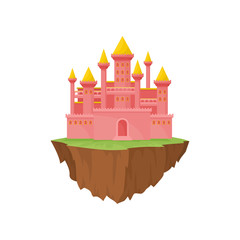 Island castle on white background. Vector illustration.