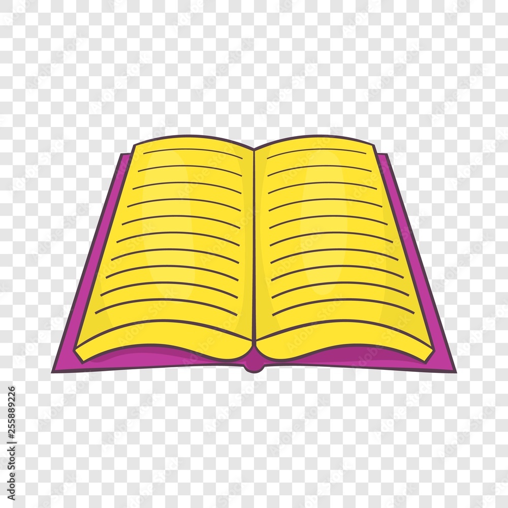 Poster open book with text icon in cartoon style isolated on background for any web design